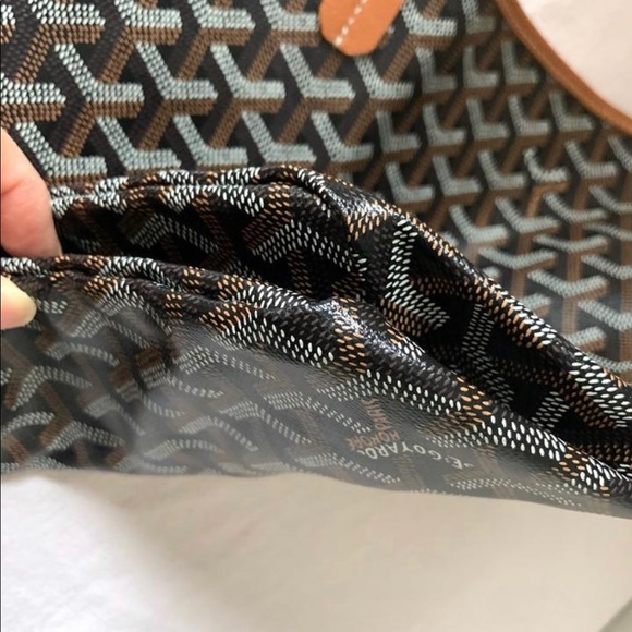 *SOLD* Goyard St Louis Chevron Black/Tan PM Tote - Picture 10 of 11